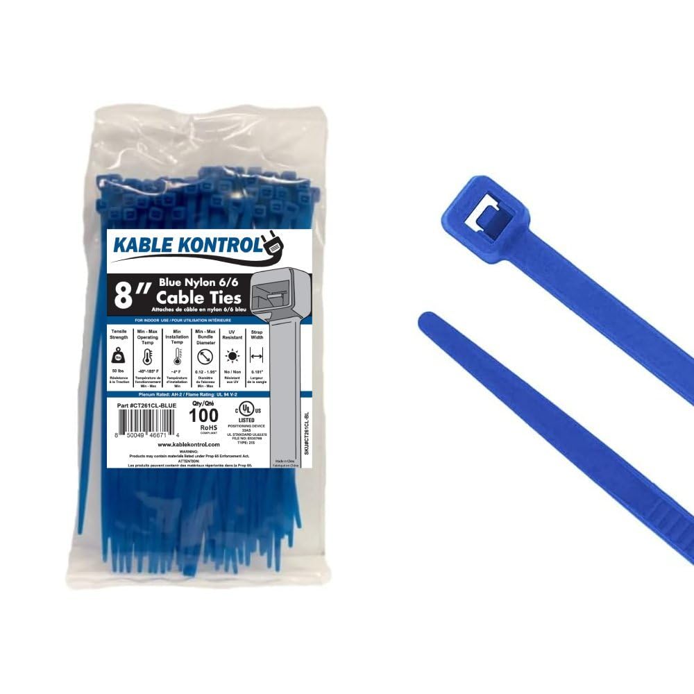Kable Kontrol Cable Zip Ties, 4 Inch, 100 Pcs, 18lbs Test, Gray