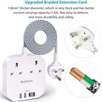 Extension Lead, Power Strips with 2 Way Outlets 4(4.5A, 2 Type C & 2 USB-A)