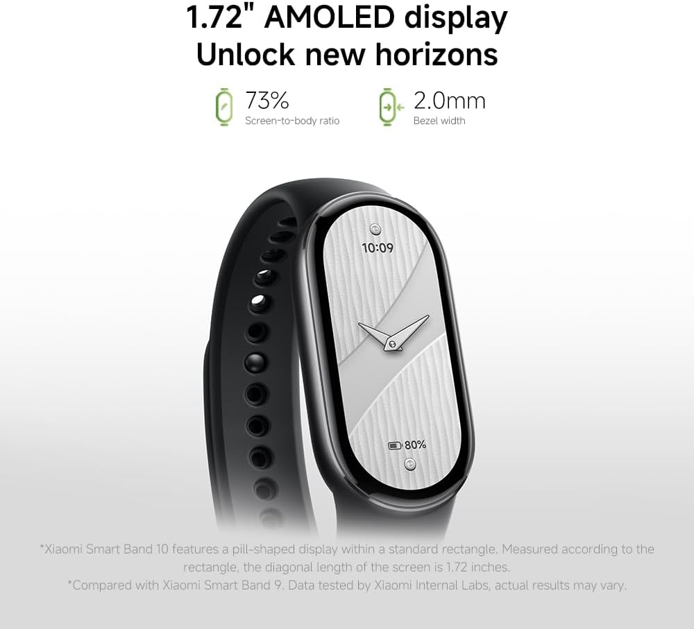 XIAOMI Smart Band 10, Fitness Tracker for Men Women, 21-day battery, White