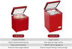 Chest Freezer Low temperature quick freeze 14℉ to -40℉ Compact Freezer - 2 Removable Baskets Match Day Parties, Home Bar Game Day &Beaded Ice Cream & Frozen Storage (Red, 1.8 Cubic Feet)