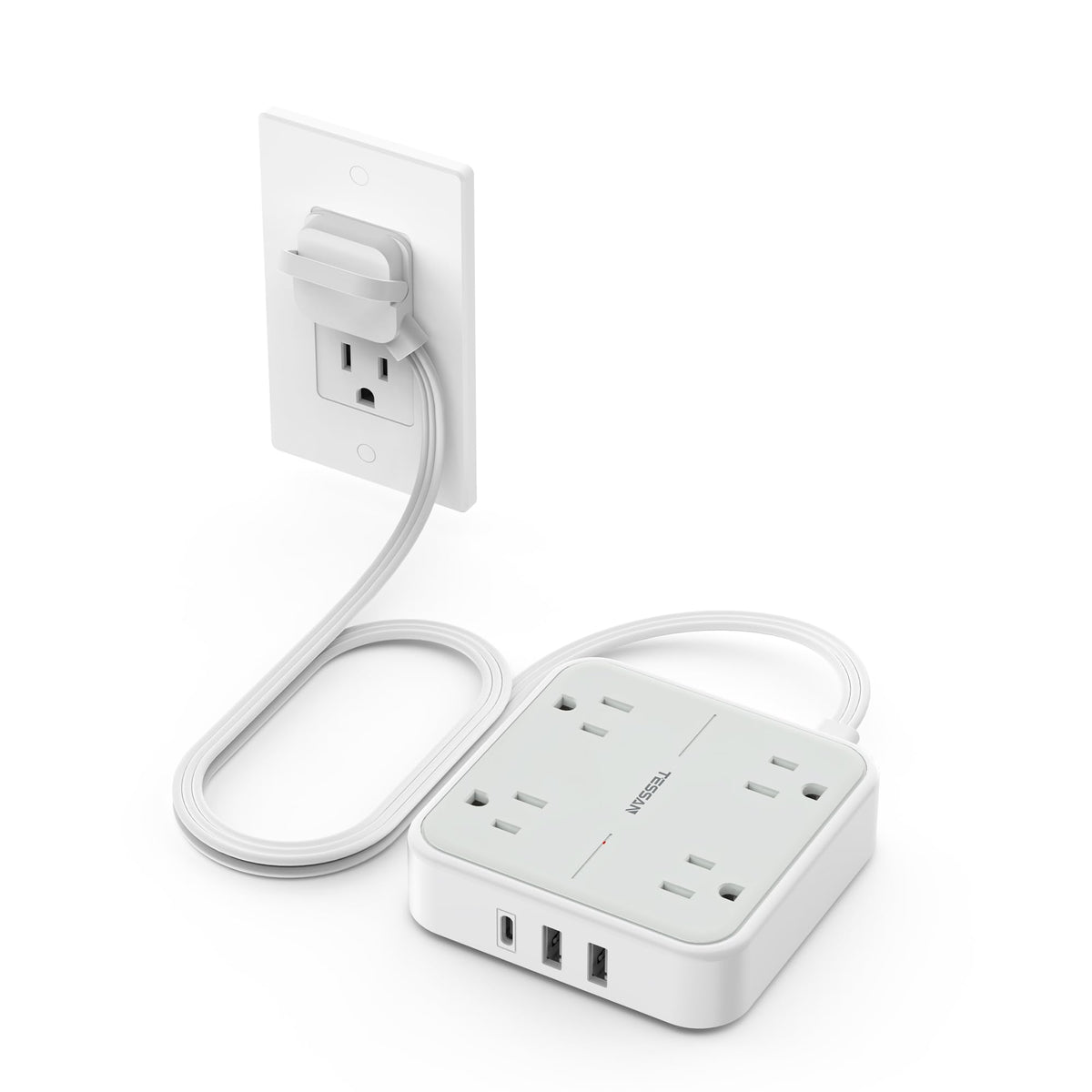 TESSAN PD 20W Surge Protector Extension Cord 5Ft, Flat Plug Power Strip