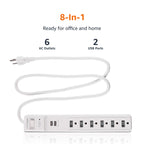 Amazon Basics Surge Protector Power Strip, 6-Outlet, 790 Joules, 6ft Extension Cord, Safety Shutters, White