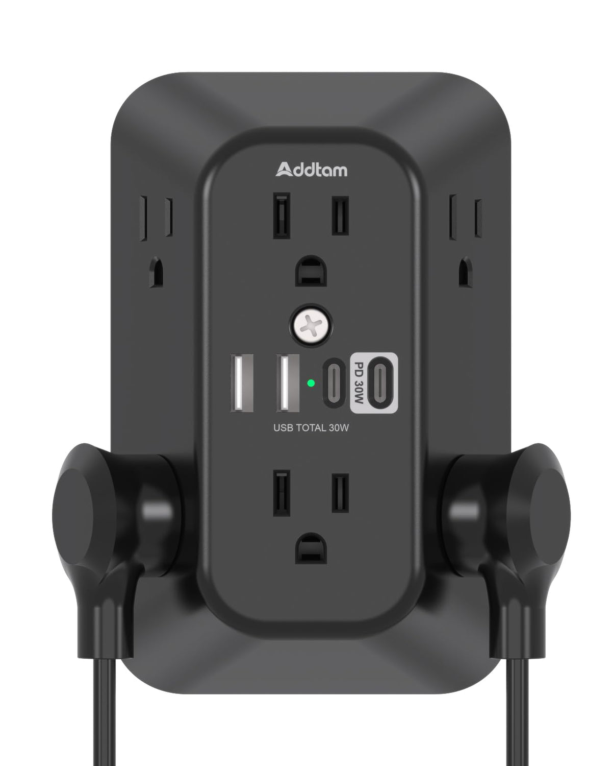 Addtam 6-Outlet Extender Surge Protector, Multi Plug Wall Outlet with 4 USB Wall Charger(PD 30W), Plug Extension Outlet with 1800J, Outlet Splitter Power Strip for Home Office, White