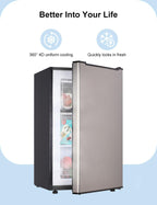 BODACIOUS 3.2 Cu.Ft Mini Freezer - Compact Upright Small Freezer - Silver