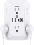Addtam 6-Outlet Extender Surge Protector, Multi Plug Wall Outlet with 4 USB Wall Charger(PD 30W), Plug Extension Outlet with 1800J, Outlet Splitter Power Strip for Home Office, White