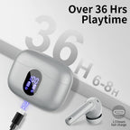 Wireless Earbuds, Bluetooth 5.4 Headphones Bass Stereo/Clear Calls, White