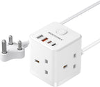 South Africa Plug Adapter, PD20W 3 Way Cube Extension Lead, Type M,1.5M