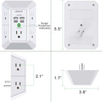 Surge Protector, QINLIANF 5 Outlet Extender with 4 USB Ports(2USB-C)