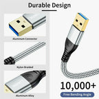 USB 3.0 Cable 1M,5Gbps High Speed Transfer USB to USB Cable USB 3.0 A to A Data Cable Braided Compatible with External Hard Drive/Laptop Cooling Pad/Docking Station/PC/TV/DVD/Printer,Grey