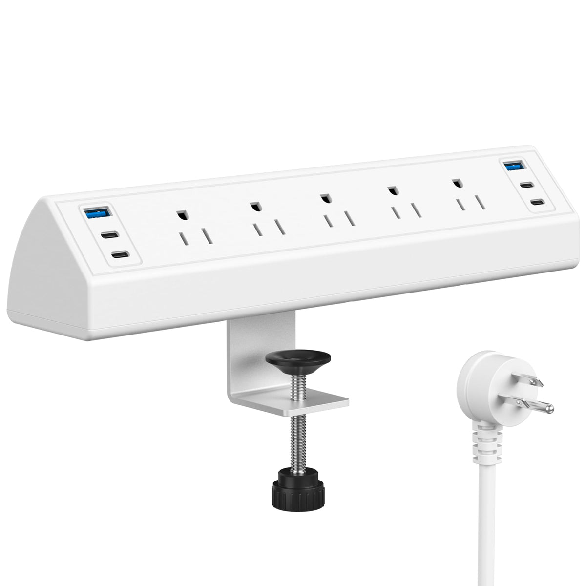 Jgstkcity Desk Clamp Power Strip USB C,40W Total Fast Charging Station,4 PD 20W USB C Ports,Desk Edge Mount Surge Protector,5 Outlets,Fit 1.96" Tabletop Edge,ETL Listed