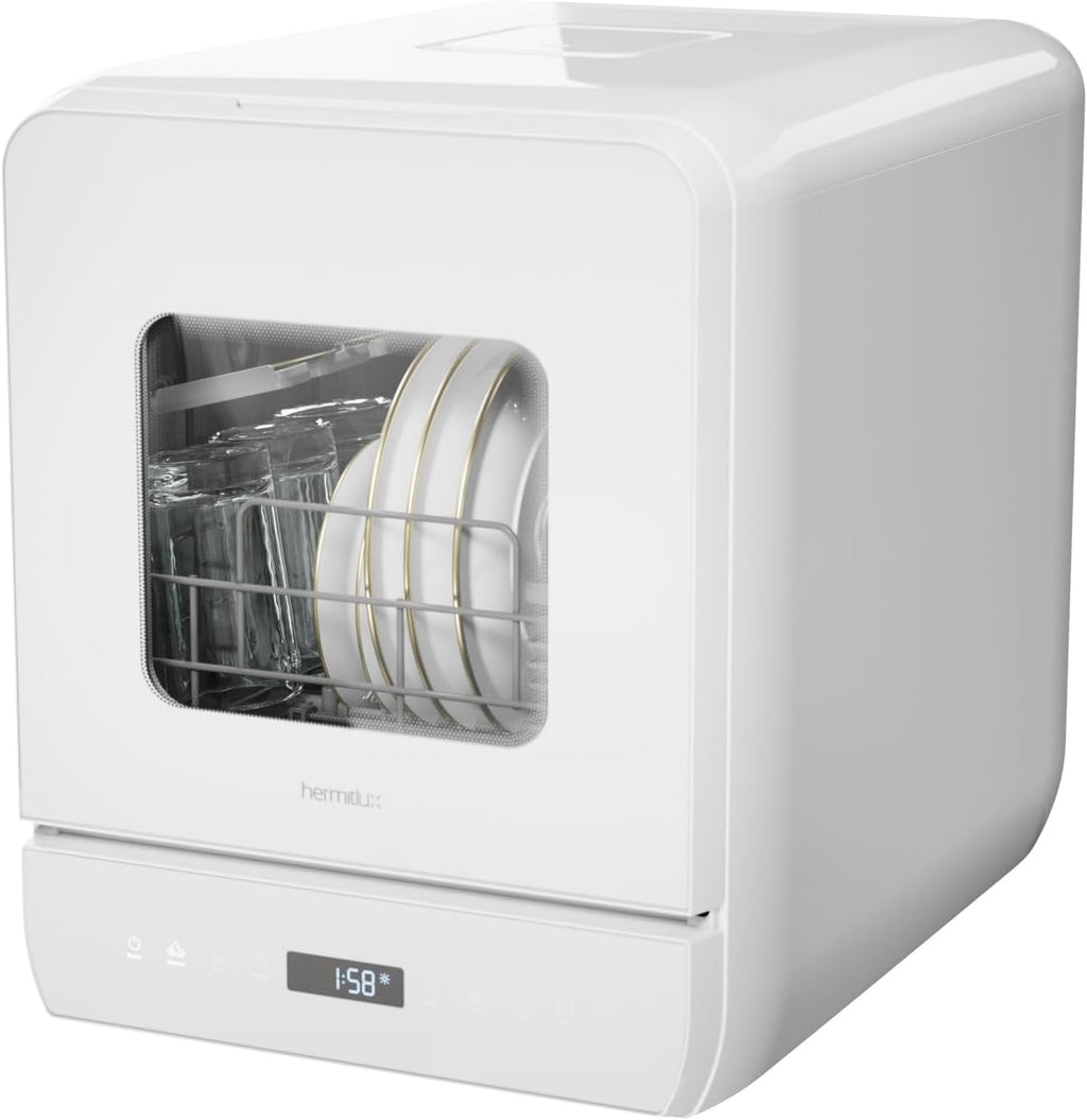 Hermitlux Slim Countertop Portable Dishwasher for Small Spaces