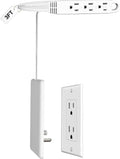 CABOCASA 3FT Flat Plug Extension Cord Power Strip 3 Outlets White Upward