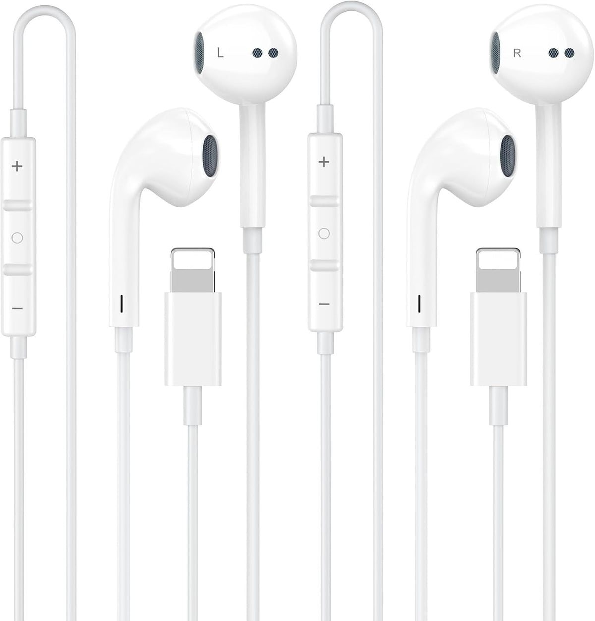 Apple MFi Certified iPhone Headphones Wired with Lightning Connector 2 Pack