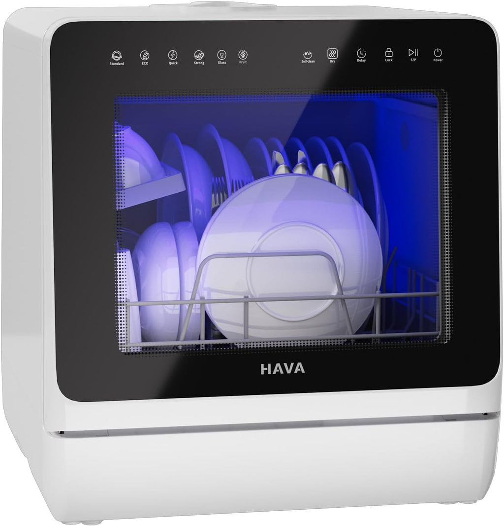 HAVA Countertop Dishwasher with Water Softener & Enhanced Energy Efficiency