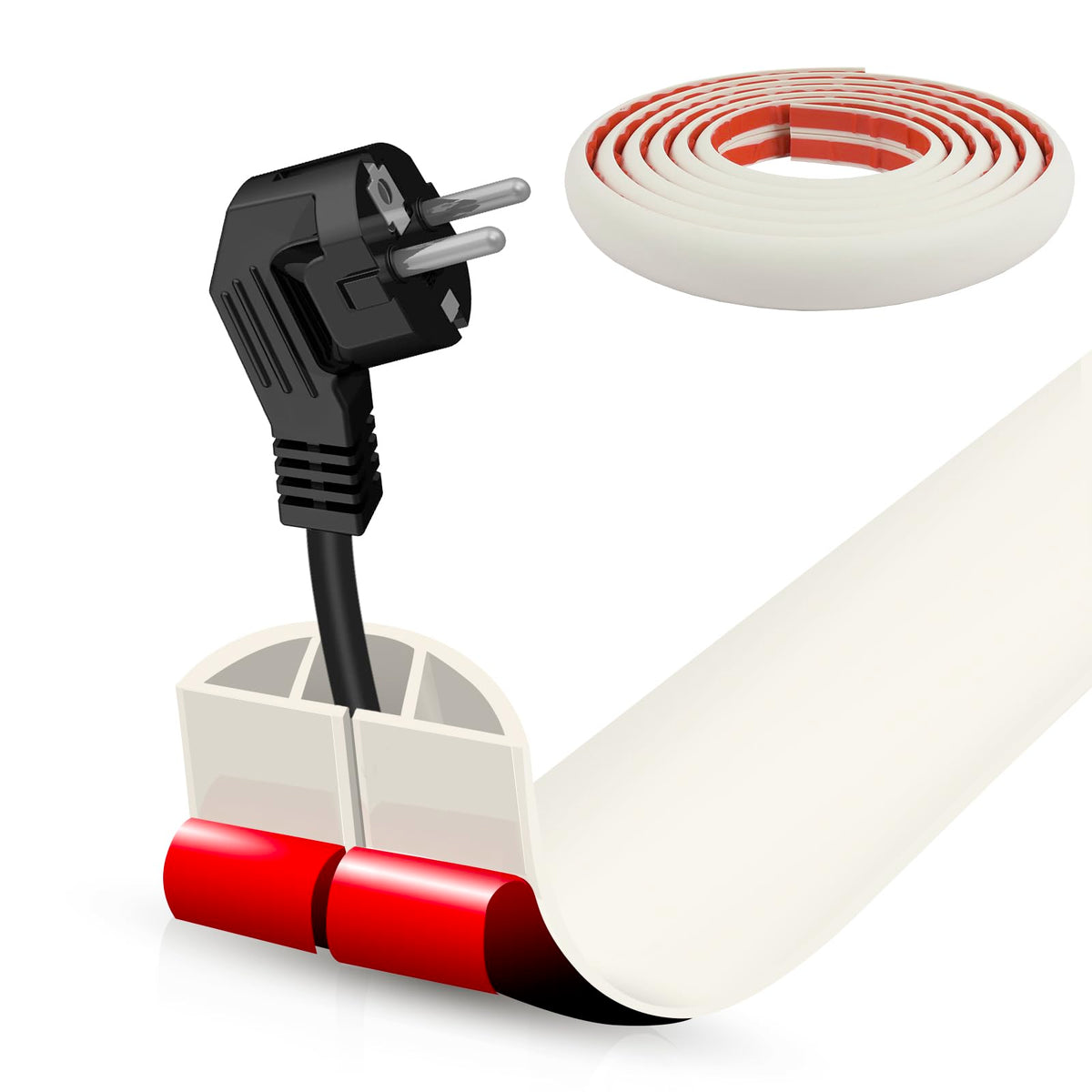 Floor Cord Cover Self Adhesive Cord Hider,3.3FT Cable Management, Extension Strip Protector for Wires, Prevent Cable Trips for Offices, Gyms, Exhibitions Cavity:0.3"(W) x 0.28"(H) Brown Wood