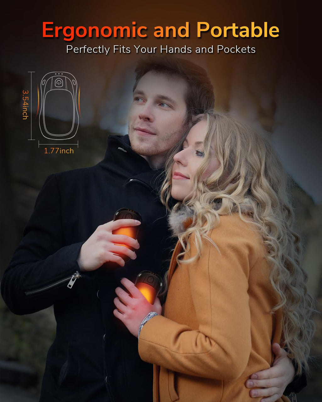 Hand Warmers 2 Pack, Rechargeable Hand Warmer with 20Hrs Warmth Time, Electric Hand Warmers 3 Levels Heating, Portable Handwarmers for Pockets and Gloves in Cold Winter, Gifts for Christmas