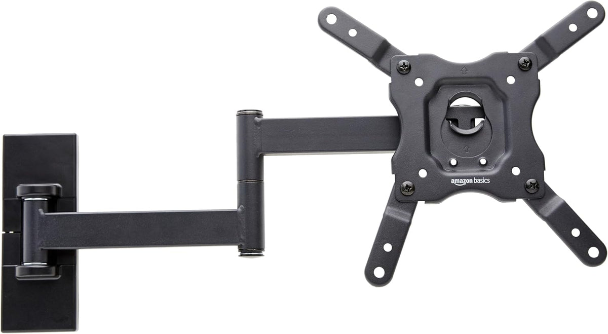 Amazon Basics Full Motion Articulating TV Wall Mount with Tilt Swivel, Extends 16 inches, VESA 200x200, for 12" to 40" TVs, 40 lbs, Black