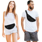 MAXTOP Large Bumbag Waist Fanny Pack Running Belt for Men Women Unisex Bum Bag with Headphone Jack and 4-Zipper Pockets Adjustable Belt for Travel Running Jogging Workout Hiking Gifts All Black