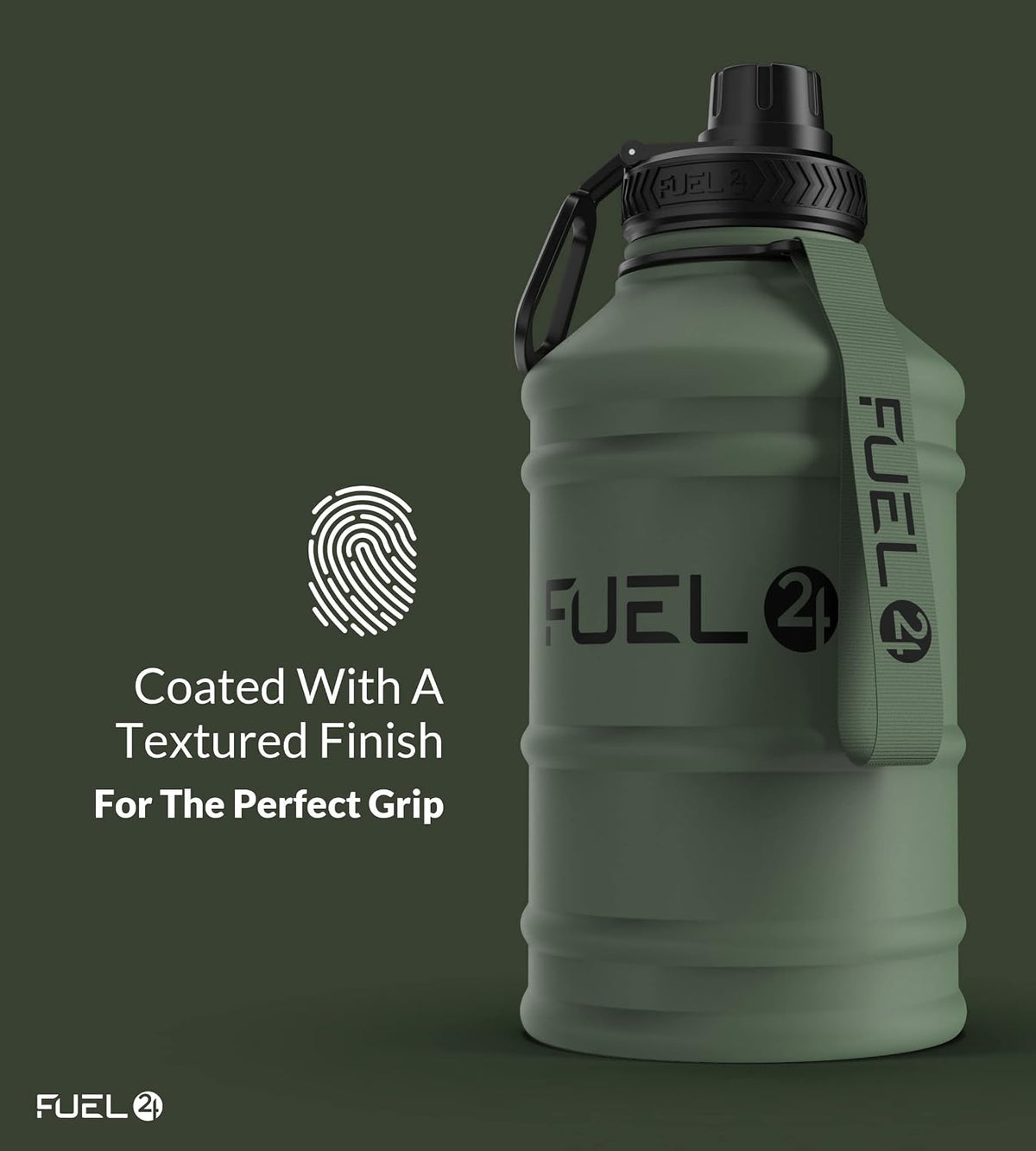Fuel24 Stainless Steel Jug - 1.3 or 2.2 Litre Water Bottle - Extra Strong, BPA Free, Leak Proof - Large Gym Sports Bottle, 1.3L, 2.2L, Metal Bottle - Colour Options