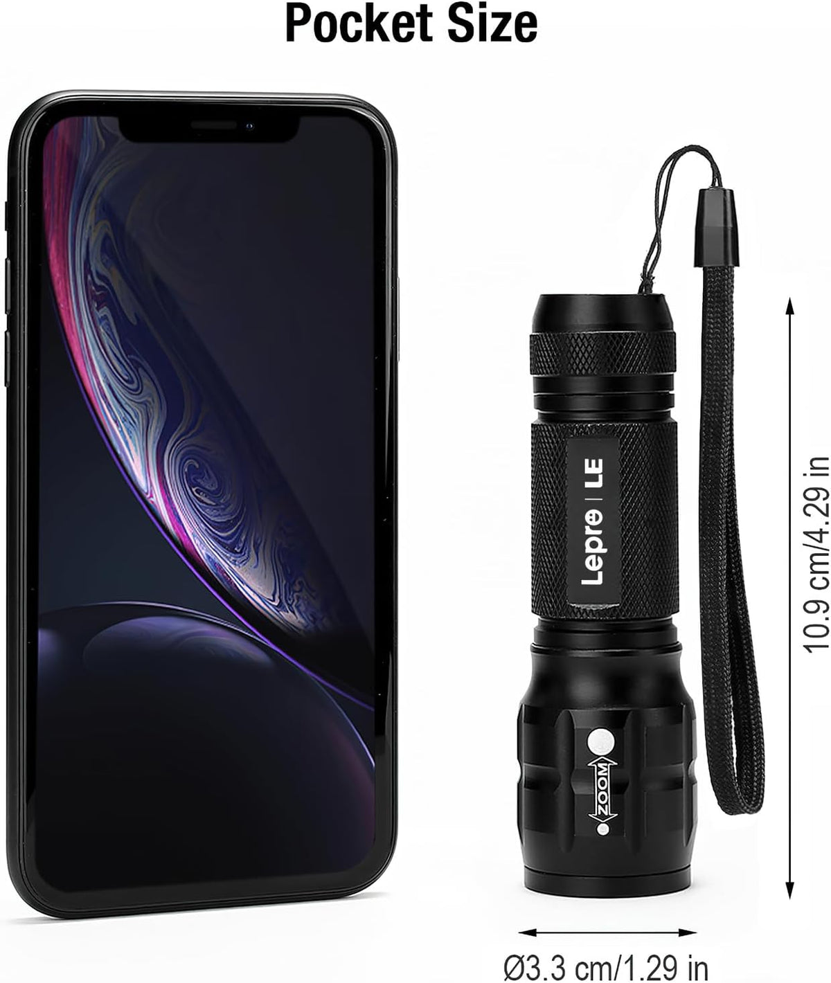 LE LED Torch, LE1000 Powerful Handheld Flashlight, Adjustable Focus, 4 PCs