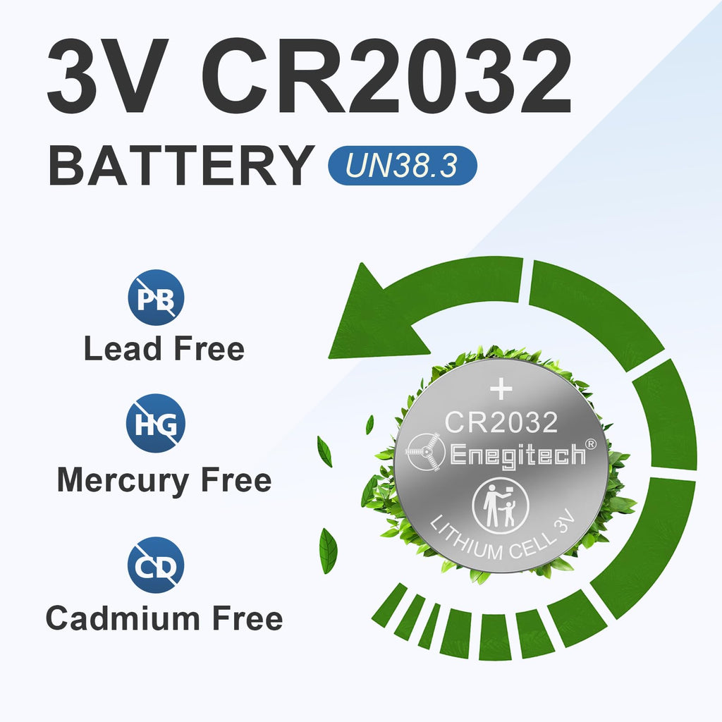 Enegitech CR2032 Batteries, 2032 Lithium 3V Coin Battery, 6 Pack