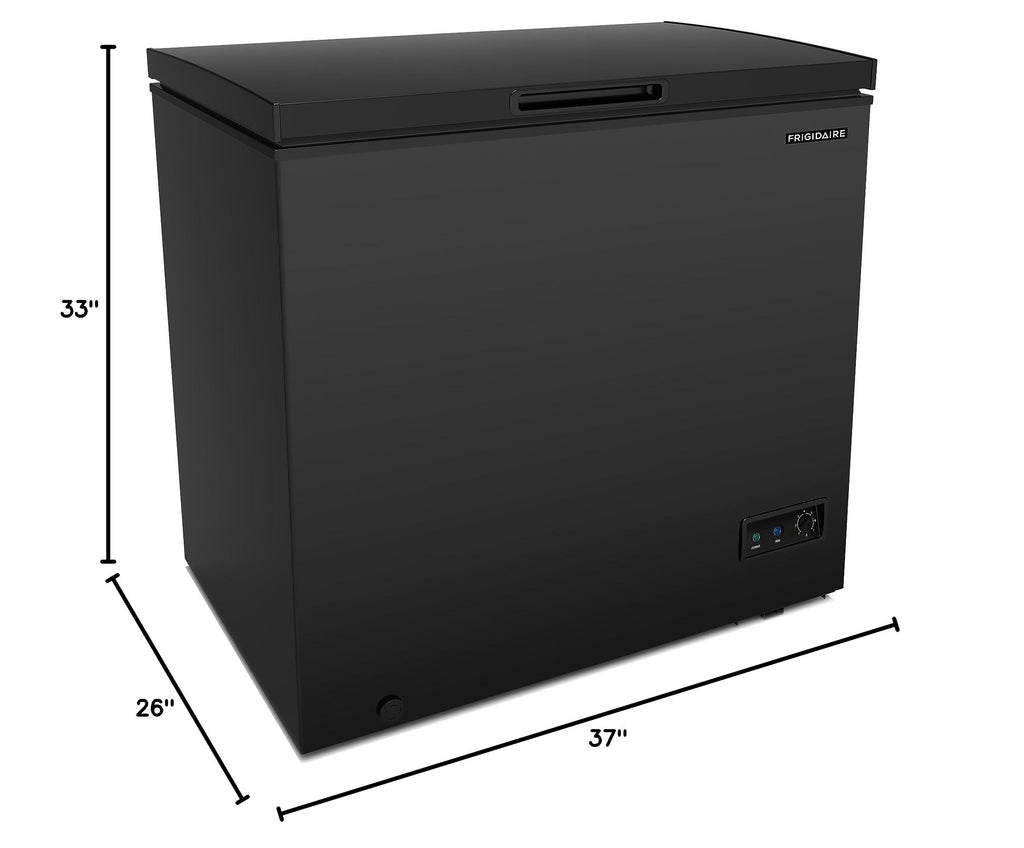 FRIGIDAIRE EFRF5003-BLACK Chest Deep Freezer-Garage-Ready, 5.0 Cu. Ft. Capacity, Black-Adjustable Thermostat-Removable Vinyl Coated Wire Basket-Easy Defrost Drain