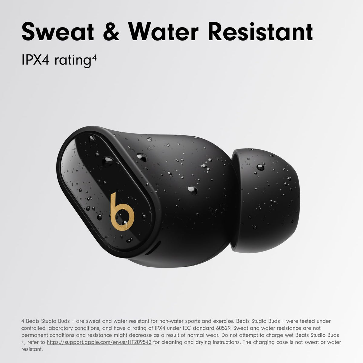 Beats Studio Buds + | True Wireless Noise Cancelling Earbuds, Enhanced Apple & Android Compatibility, Built-in Microphone, Sweat Resistant Bluetooth Headphones, Spatial Audio - Black/Gold
