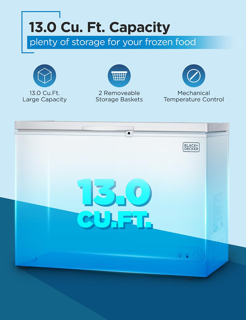 BLACK+DECKER 2.0 Cu. Ft. Compact Chest Freezer, BCFK206, White