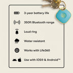 Life360 Tile - Bluetooth Tracker, Keys Finder and Item Locator for Keys, Bags and More. Phone Finder. Both iOS and Android Compatible. 1-Pack (Black)
