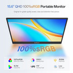 InnoView Portable Monitor, 15.6 Inch FHD 1080P HDMI USB C Second External Monitor for Laptop, Desktop, MacBook, Phones, Tablet, PS5/4, Xbox, Switch, Built-in Speaker with Protective Case