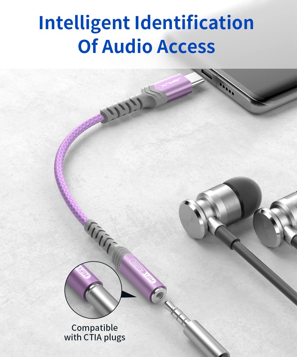 JSAUX 2-Pack USB C to 3.5mm AUX Audio Adapter for iPhone 17, Galaxy S25
