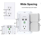 Surge Protector, QINLIANF 5 Outlet Extender with 4 USB Ports(2USB-C)
