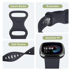 AK Straps for Fitbit Sense 2/Fitbit Sense/Fitbit Versa 4/Fitbit Versa 3 Straps for Women Men,Silicone Sport Classic Soft Replacement Straps Compatible with Fitbit Versa 3/Versa 4/Sense/Sense 2