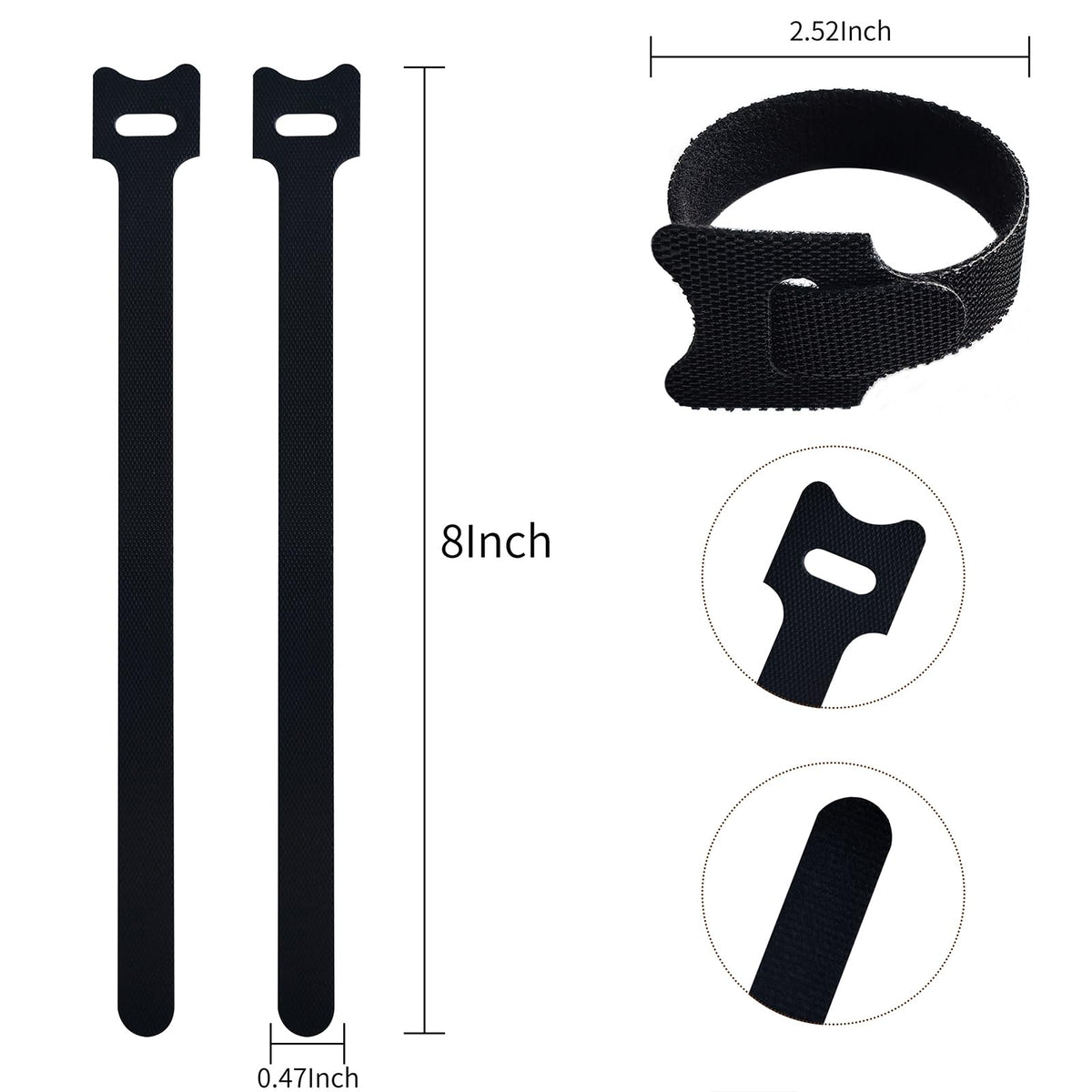 6 Inches 400 PCS Black Reusable Cable Ties,Multi-purpose Adjustable Cord Straps,Cable Organizer,Cord Wrap and Hook Loop Cords Management,Adjustable Cord Ties