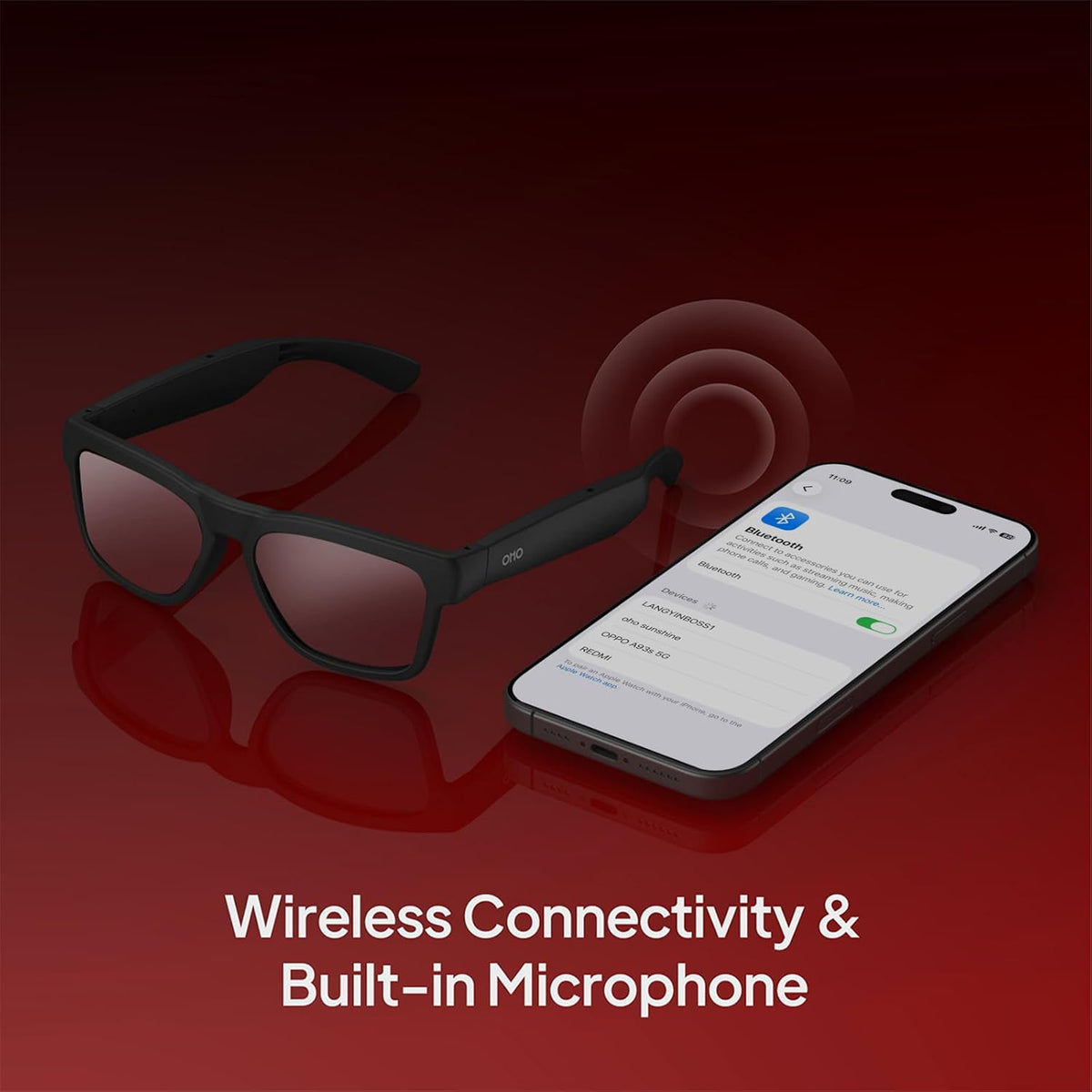 OhO Open Ear Smart Glasses, UV400 Z87.1 Lightweight Audio Bluetooth Glasses