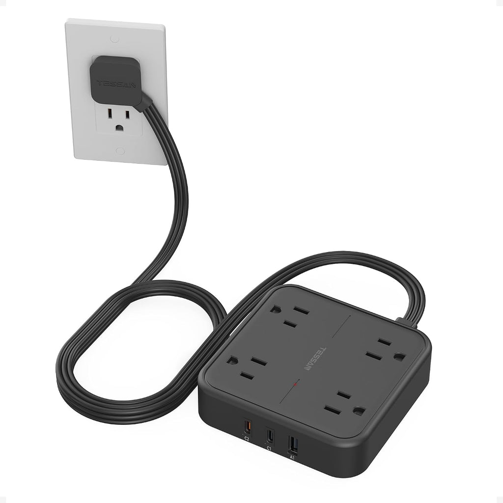 TESSAN PD 20W Surge Protector Extension Cord 5Ft, Flat Plug Power Strip