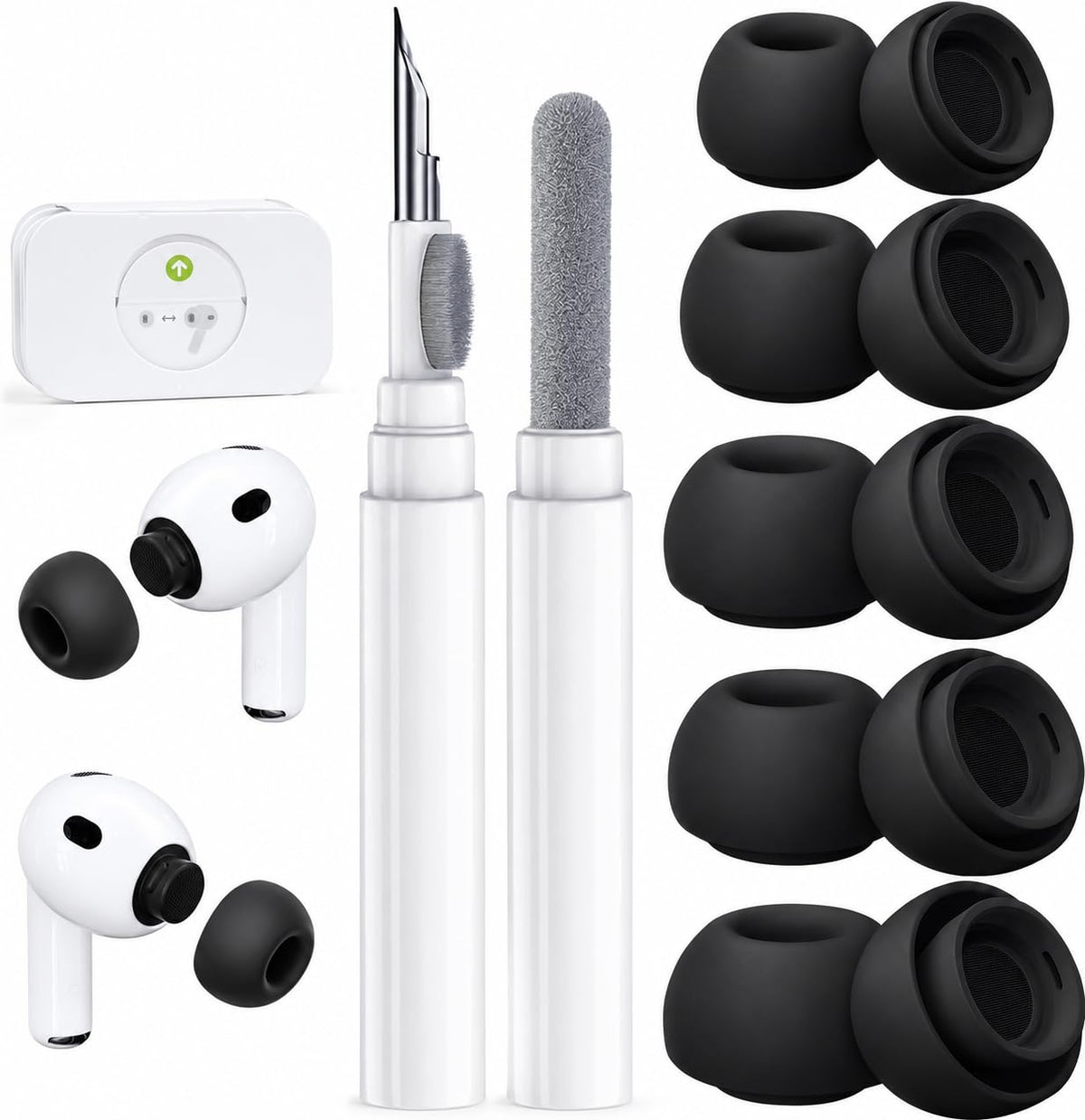 5 Pairs Replacement Ear Tips for AirPods Pro 3 (White)
