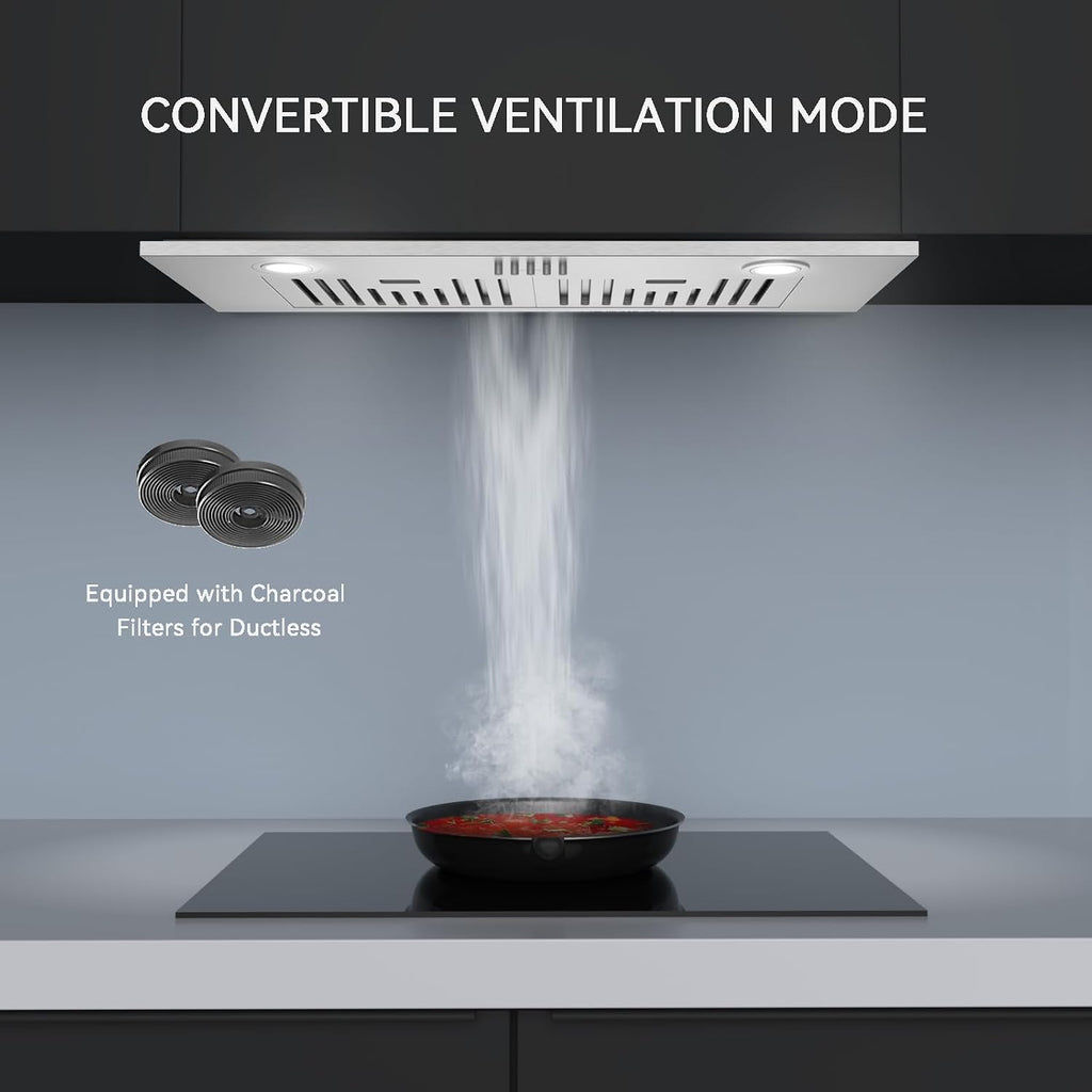 Hermitlux 30″ Built in/Insert Range Hood, 600 CFM Stainless Steel Vent Hood