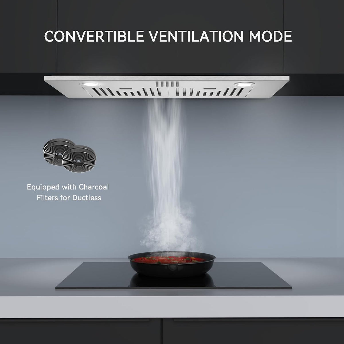 Hermitlux 30″ Built in/Insert Range Hood, 600 CFM Stainless Steel Vent Hood