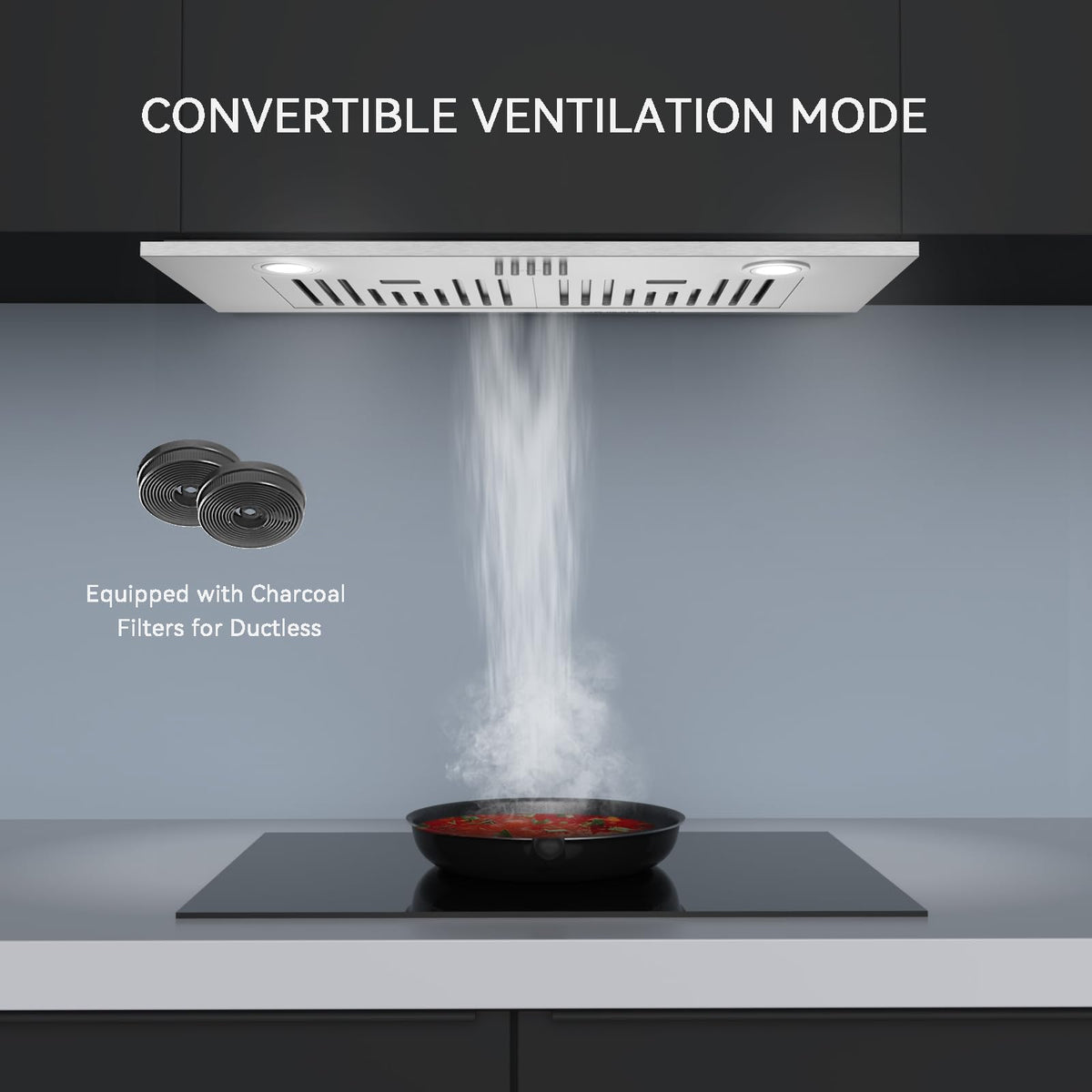 Hermitlux 30″ Built in/Insert Range Hood, 600 CFM Stainless Steel Vent Hood
