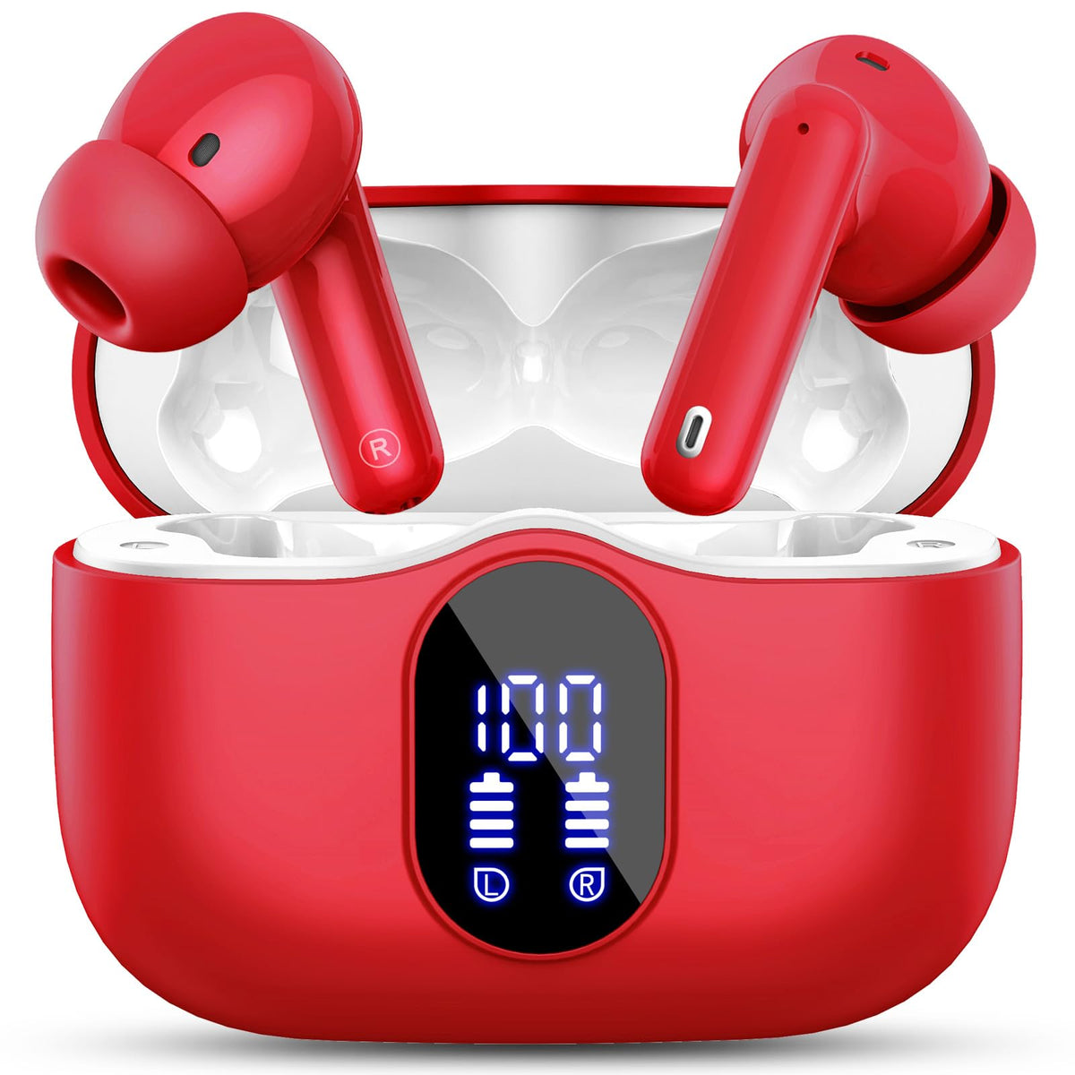 Wireless Earbuds, Bluetooth 5.4 Headphones Bass Stereo/Clear Calls, White