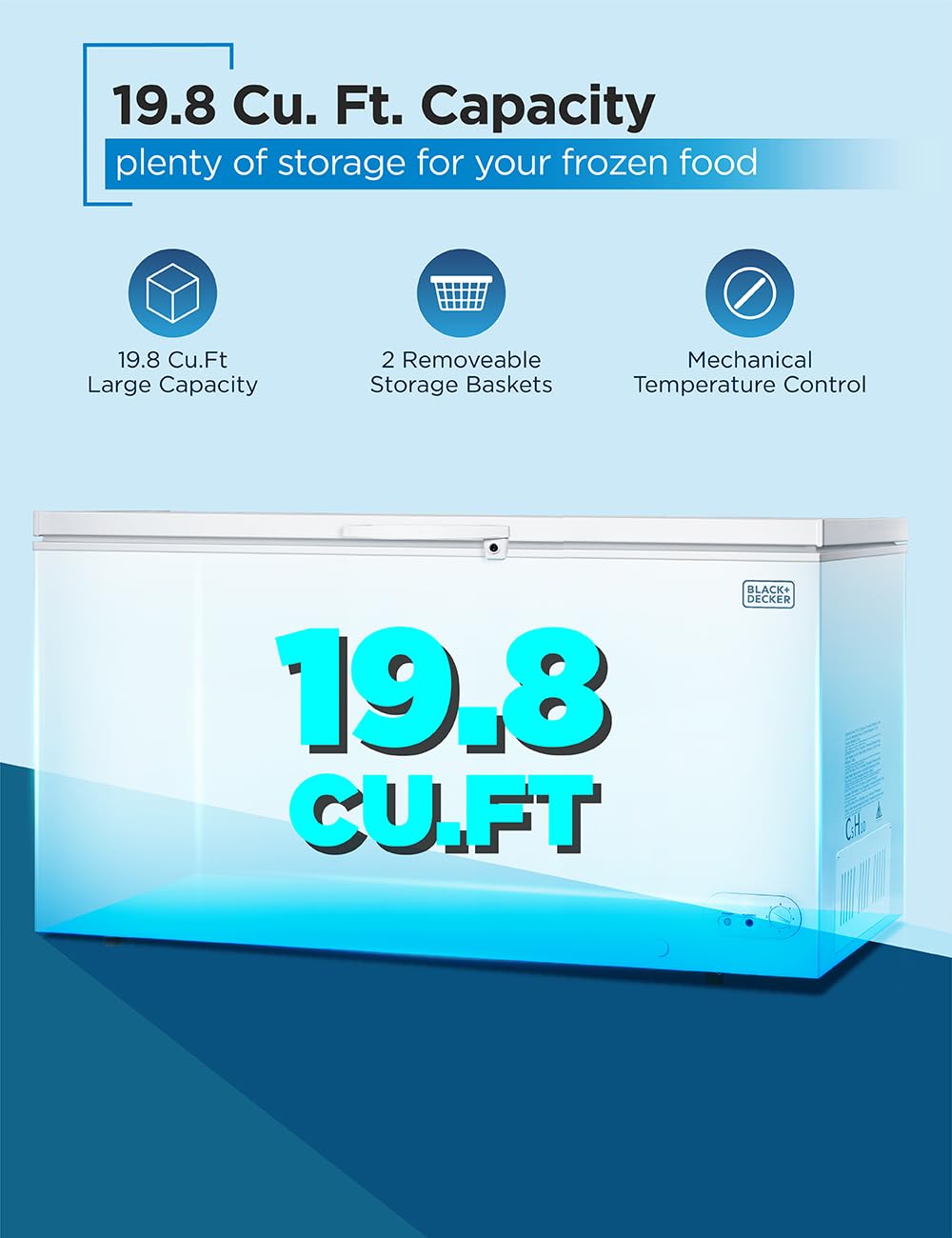 BLACK+DECKER 2.0 Cu. Ft. Compact Chest Freezer, BCFK206, White