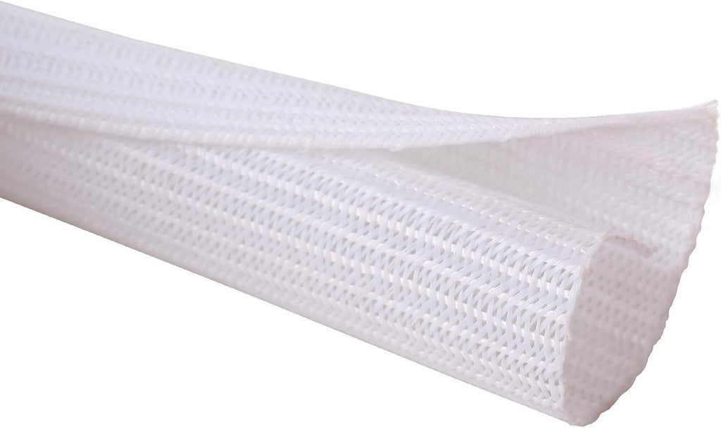Alex Tech 10ft - 1/8 inch Cord Protector Wire Loom Tubing Cable Sleeve Split Sleeving for USB Cable Power Cord Audio Video Cable – Protect Cat from Chewing Cords - White