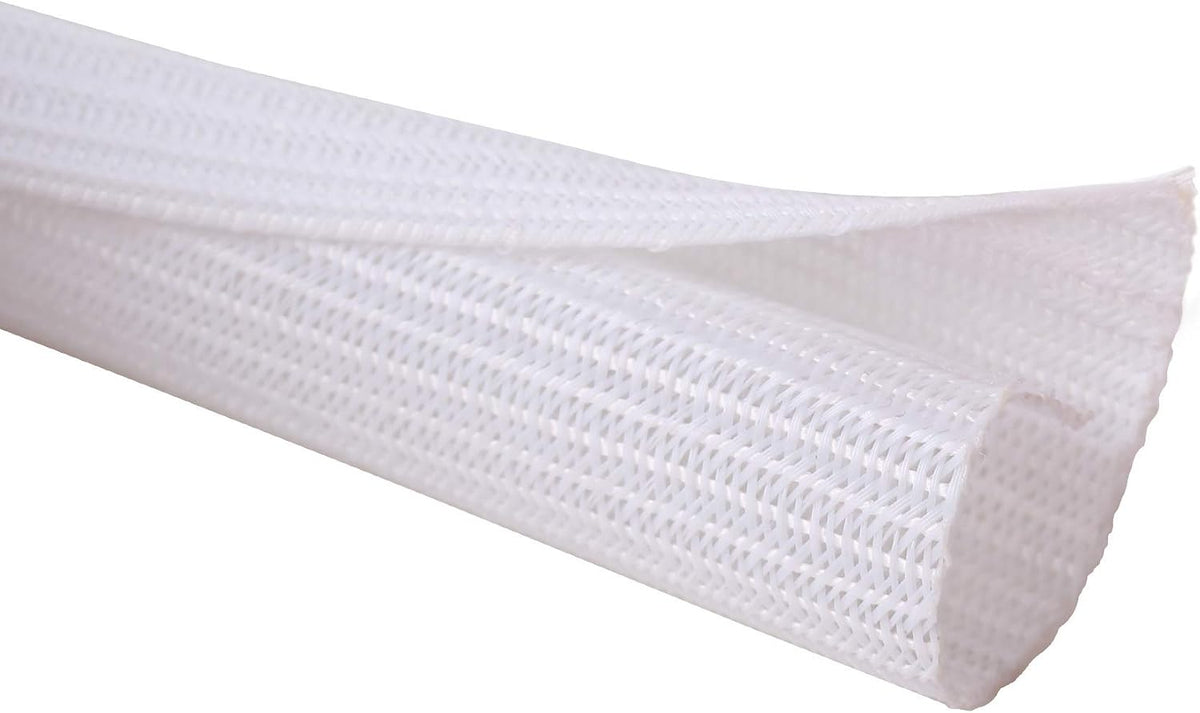 Alex Tech 10ft - 1/8 inch Cord Protector Wire Loom Tubing Cable Sleeve Split Sleeving for USB Cable Power Cord Audio Video Cable – Protect Cat from Chewing Cords - White