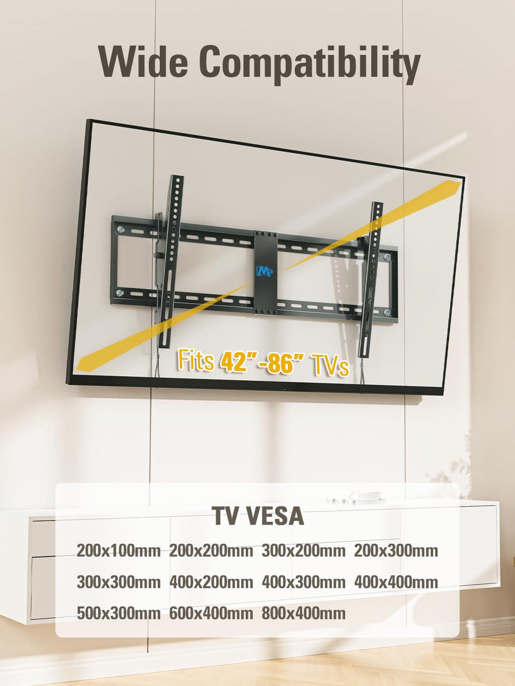 Mounting Dream Tilting TV Wall Mount for Most 37-90 Inch TVs up to 132lbs
