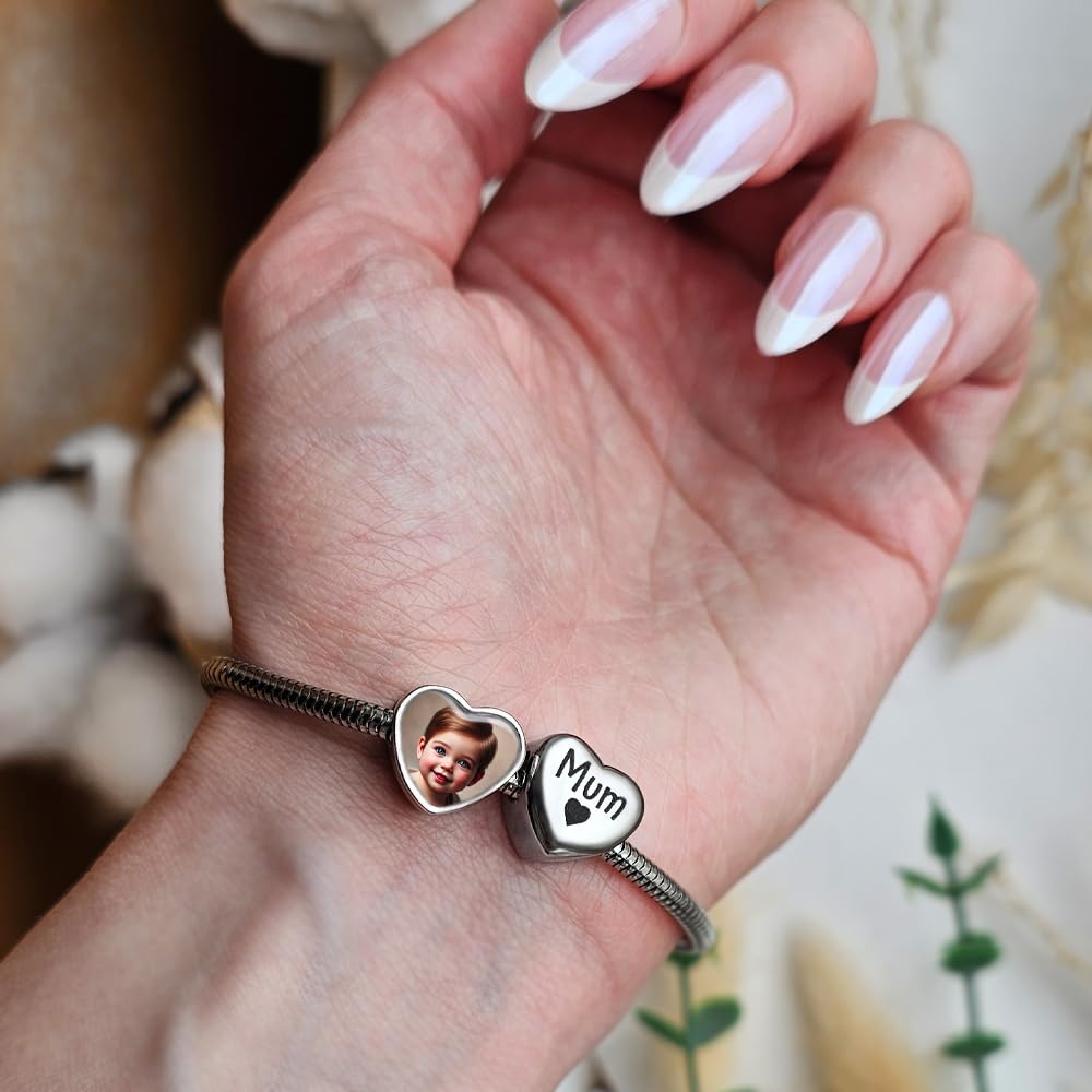 2Burned Custom Personalised Stainless Steel 316 Love Heart Photo Charm