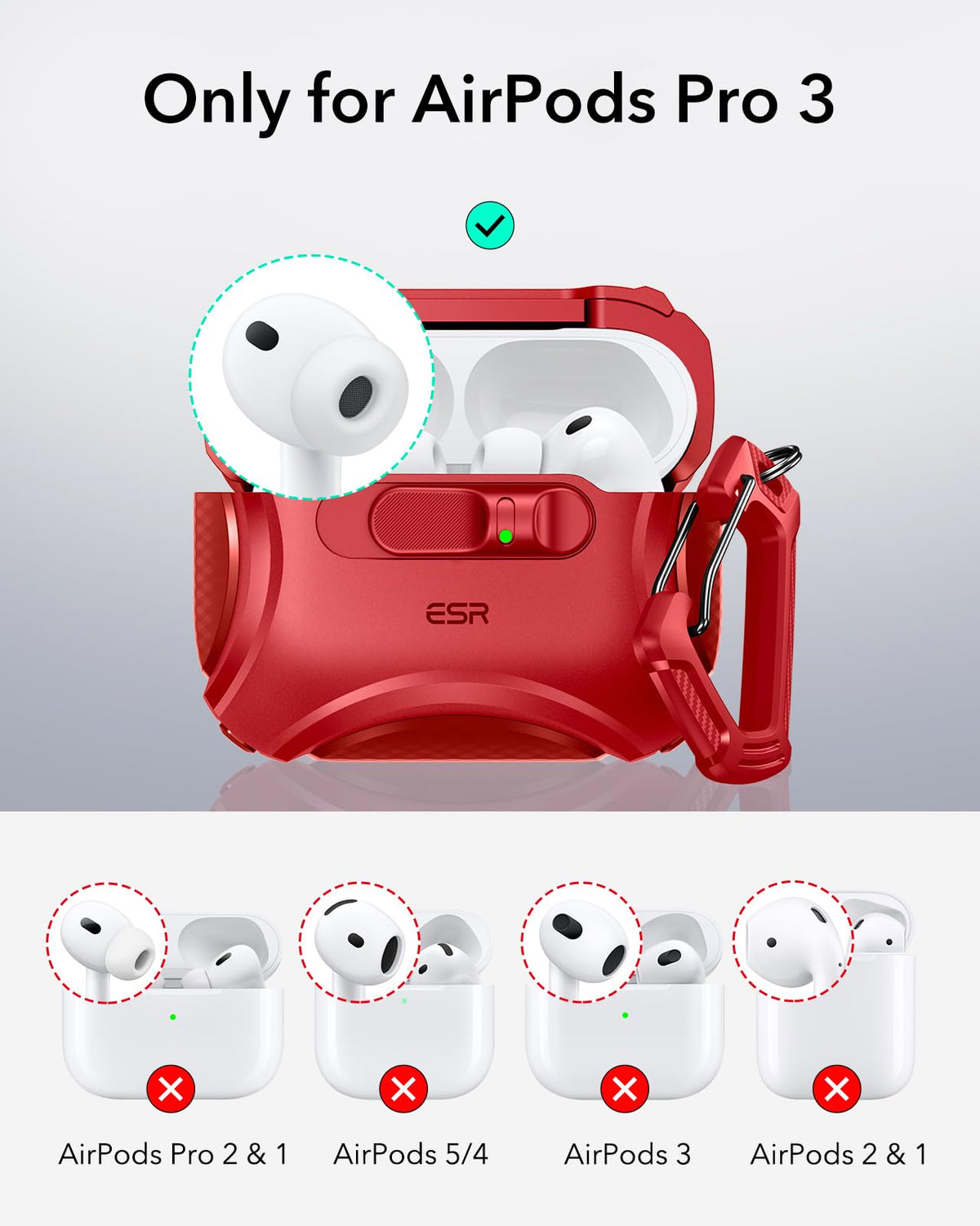 ESR for AirPods 5/4 Case, Compatible with MagSafe, Drop-Proof Lock, Black
