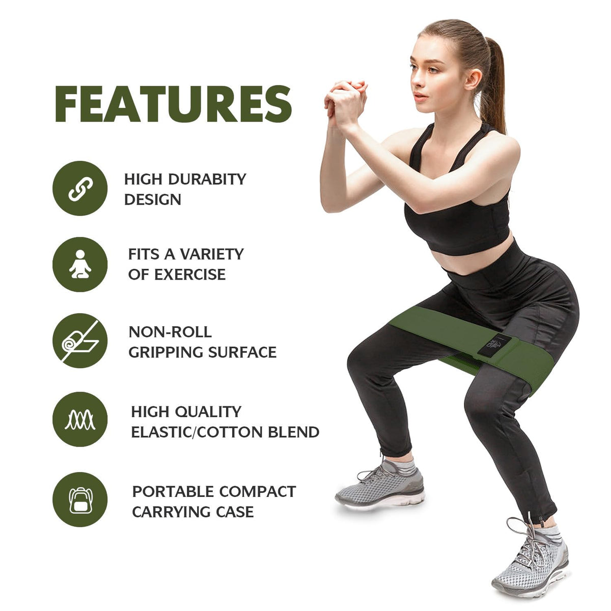 CFX Resistance Bands Set, Exercise Bands with Non-Slip Design for HIPS & Glutes, 3 Levels Workout Bands for Women and Men, Booty Bands for Home Fitness, Yoga, Pilates