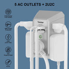 Multi Plug Wall Outlet Surge Protector with 6-Outlet & 4 USB Ports(2USB-C)