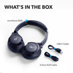 Soundcore by Anker Q20i Headphones with Protective Case, Blue, Bundle